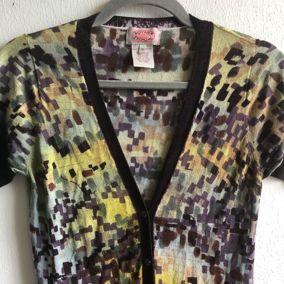 Anthropologie Dress Aoyama Itchome Sweater Short Sleeve Button Front Sz S GUC - Picture 6 of 14